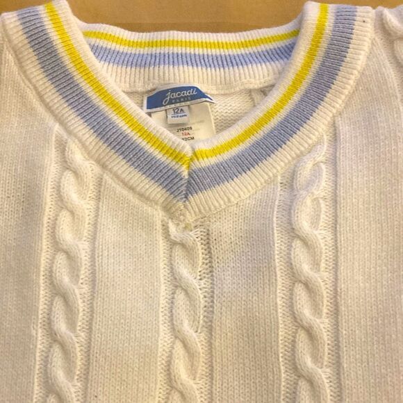 Jacadi Paris Girls V-Neck Cotton Sweater with Cable Design. Size 12A. - Picture 2 of 8